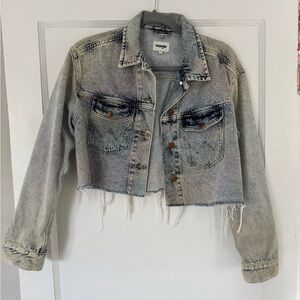 Wrangler rainbow acid wash denim jacket / cropped / small / button
